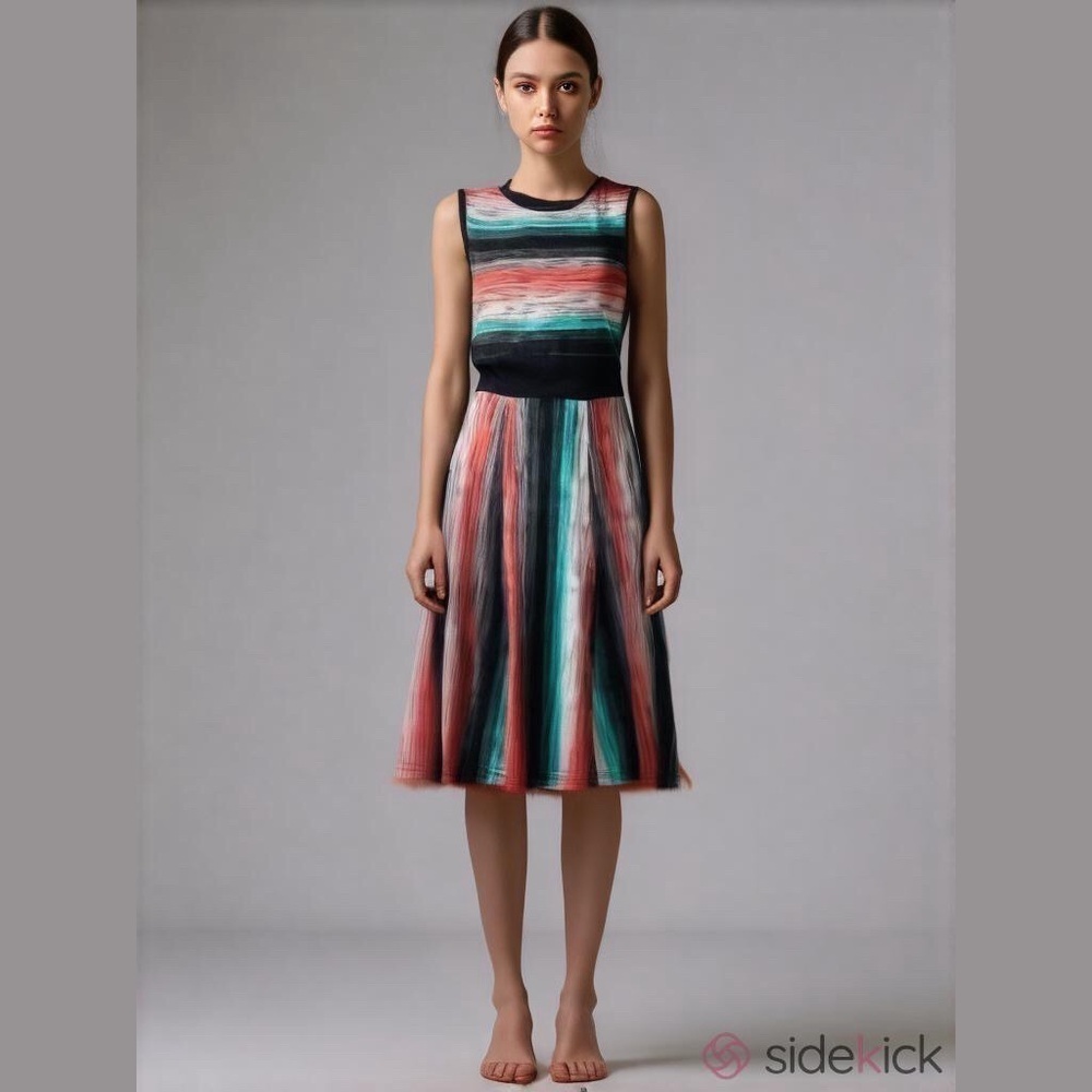 Dinh Ba Design Runway Rainbow Textured Knit Dress Sleeveless Montreal Designer S